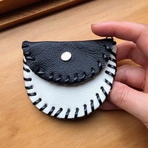 Vintage black & white color blocks coin purse
